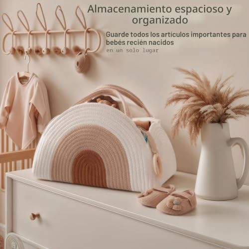 Cesta de cuerda de algodón artesanal y organizador de pañales con compartimentos 4