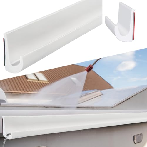 J Shape RV Rain Gutter, Caravans Roof Rain Gutter Water Channel, Self Adhesive J-Shape Roof Drainage Rain Guard Strip, PVC Roof Rain Diversion Strips for Truck RV Boat Car Van Motorhomes (White, 5M)