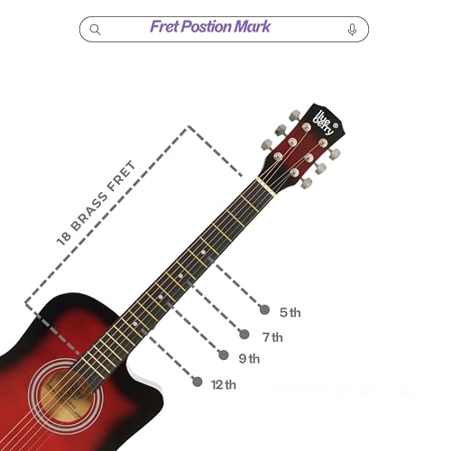Image of BLUEBERRY B-D38, Acoustic Guitar Kit Inbuilt Truss Rod, with Bag, Strap, One Pack Strings And Picks - 38 Inch (Red Sunburst)