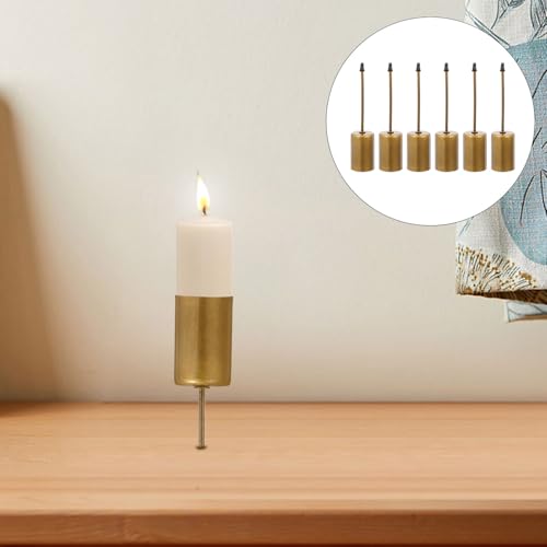 Cabilock 24ZN25YNKZT18V 6Pcs Christmas Candle Holder Stake, Taper Candlestick Holder With Spikes Metal Pillar Candles Stand Base thumb #2