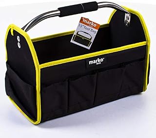 Marko Tools Heavy Duty Tool Bag Black & Yellow Carry Chest Storage Tote Caddy Holdall Case Handle (15")