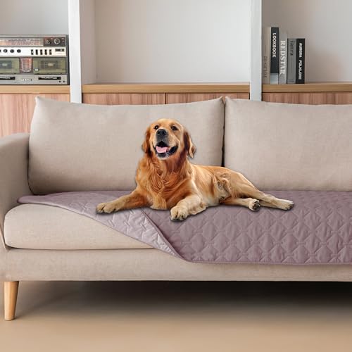 Image of gogobunny 100% Double Sided Waterproof Dog Blanket Soft Pet Bed Cover Reversible Protect Furniture Couch Sofa Car for Puppy Large Dog Cat (Dark Sea Fog /Light Sea Fog, 30x70 Inch (Pack of 1))