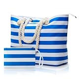 KALIDI Bolsa de Playa Extra Grande para Mujer con Cremallera Bolsas de Playa Impermeables con Bolsillos Bolsa de Deporte Grande para Mujeres Damas Niñas Bolsa de Verano Bolsa de Hombro