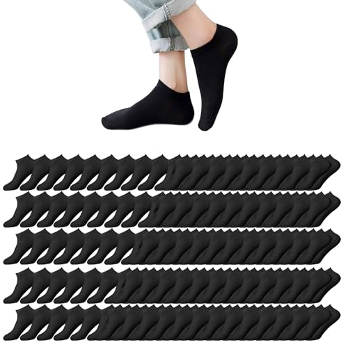 RICHBULL 200 Pairs Thin Low Cut Ankle Socks Bulk for Men/Women Adult Homeless
