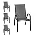 Wohaga® Lot de 4 chaises empilables New York avec revêtement textile anthracite, structure en acier revêtu par pulvérisation Noir