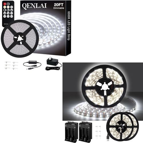 20 pies Cinta LED Blanca con Control y USB con Batería miniatura 1