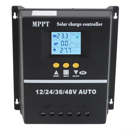 Controlador de carga solar MPPT 100A con pantalla LCD para batería en tiempo real y estado del panel solar (100 A)