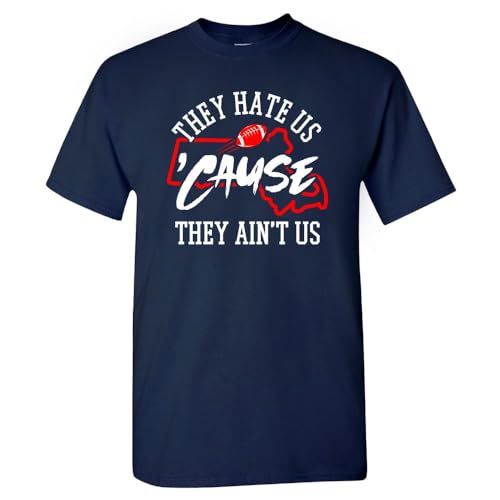 Xtreme Apparrel New England - They Hate Us 'Cause They Ain't Us Men's T-Shirt for Football Fans (Navy Shirt, XL)
