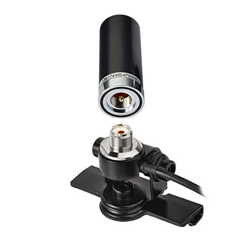 Bingfu Vehicle Ham Radio Mobile Radio Antenna Vhf Uhf 136-174Mhz 400-470Mhz Car Truck Amateur Radio Two Way Radio Low Profile Antenna With Lip Mount Fixed Bracket Pl259 Male 5M 16.5 Feet Rg58 Cable #TOP2