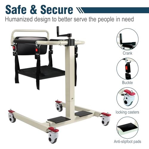 LCDOCTOR Patient Lift Transfer Chair with Padded backrest, Shower Chair Lift for Elderly,Bedside Commode for Seniors - Thumbnail 6