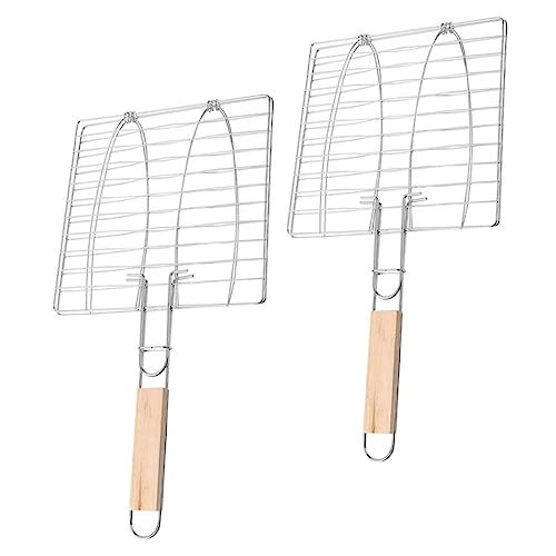 Cabilock Grille à Poisson Et Panier à Grillades De Bœuf en Maille pour Barbecue en Plein Air, Lot 2 Pièces, Grillade De Légumes, Matériau Fer Léger, Camping Et Sorties en Plein Air