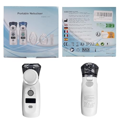 MILFECH Inhalationsgerät tragbar Vernebler Set Mit USB Wiederaufladbar, Timer und Display, inhalator verneble Masken und Mundstück für Kinder und Erwachsene (Grau)