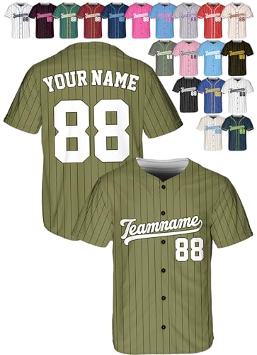 Custom Stripe Baseball Jerseys - Personalized Pinstripe Softball Shirts for Men, Women, Boys, and Girls - Customized Team Uniforms for Sports Fans, Teams, Events, Gifts - Add Your Name, Number, Logo