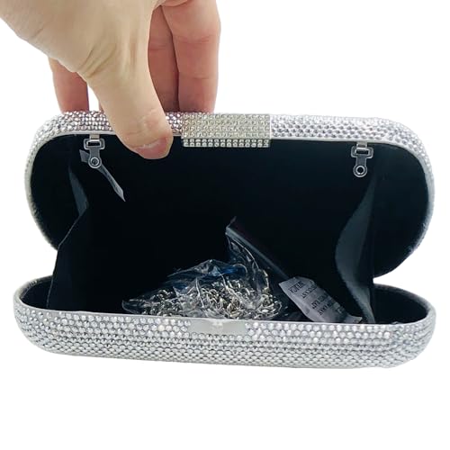 Image of Boutique De FGG Mini Rhinestone Clutch Purse,Evening Bags and Clutches for Women Formal,Crystal Clutch Bag Wedding Handbags