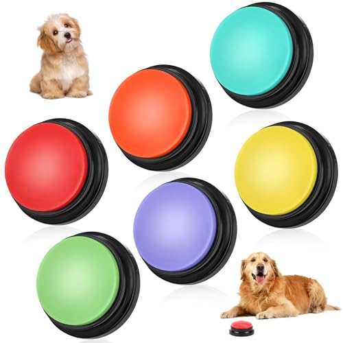 SternSinn 6er-Set Buzzer mit Aufnahmefunktion – Interaktives Sprach-Trainingsspielzeug für Hunde, 30 Sekunden Aufnahme, Hund Intelligenzspielzeug, Hundetraining Zubehör, Antwort Buzzer