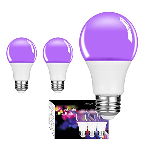 Xinfufeiming Black Light Led Bulbs 3 Pack 12W Blacklight Bulb 100Watt Equivalent E26 Base 100-240V, 395-400Nm, Glow In The Dark,Black Lights For Glow Party,Fluorescent Poster,Halloween(3 Pack) #TOP7