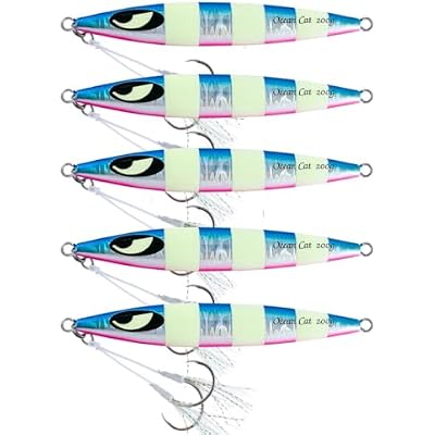 OCEAN CAT Slow Fall Fishing Luers Mental Lead Jigging Sea Baits Flat Hooks 5 Colors 5 Weights