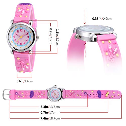 Image of Jewtme Kids Time Teacher Watches 3D Cute Cartoon Silicone Children Toddler Butterfly Wrist Watches for Ages 3-10 Boys Girls Little Child