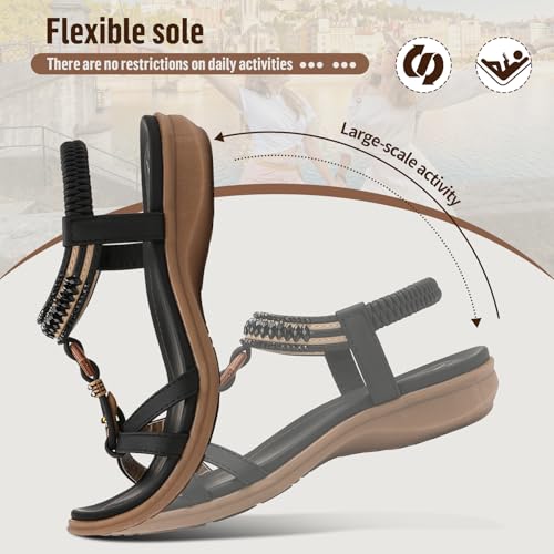 Image of Littleplum Womens Sandals Comfort Arch Support Sandals Summer Walking Shoes Casual Ankle Elastic Flip Flops Shoes