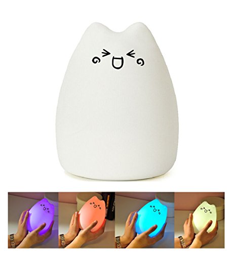 HJIAN Portable LED Children Night Light Silicone Night Lamp Rechargeable Silicone Soft Baby Nursery Lamp Sensitive Tap Control for Baby Bedroom (C)
