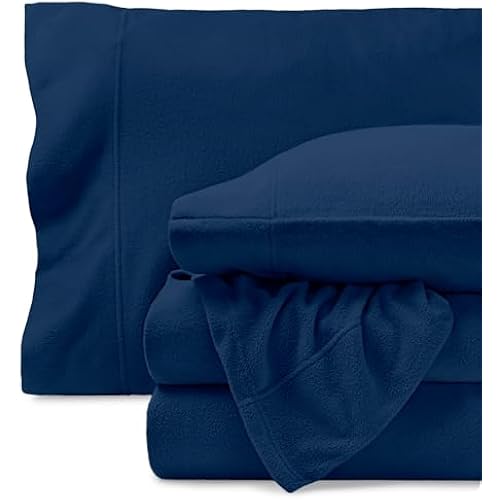 Bare Home Super Soft Fleece Sheet Set (King, Dark Blue)