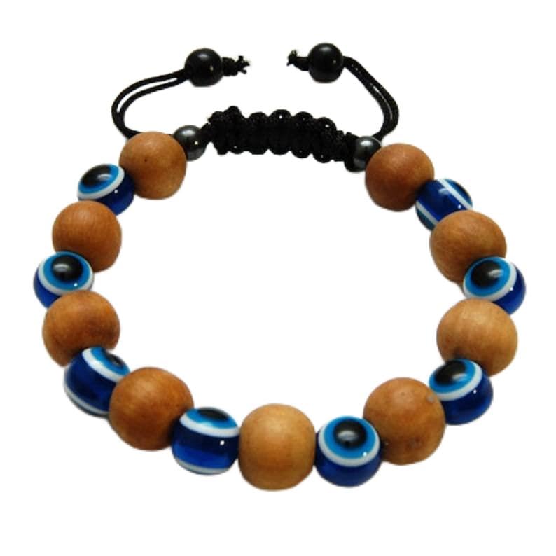 Bracelet en bois d'agarwood et œil de faucon 8mm ajustable haut de gamme