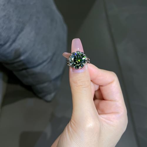 3/5 Carat Moissanite Women Engagement Rings, D Color VVS1 Clarity Aurora Green Moissanite, 925 Sterling Silver Plated 18K White Gold Proposal Ring with Certificate3