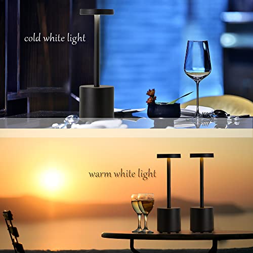 Luubeibei Led Cordless Table Lamp, Rechargeable Portable Desk Lamp With Touch Control 3 Brightness Stepless Dimming, Metal Café Restaurant Decor Night Light For Date Dinner Camping Reading #TOP2