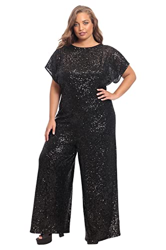 Maggy London Women's Plus Size Wide Neck Jumpsuit, Black #TOP3