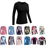 Roar Women MMA Rash Guard BJJ Grappling Training Rash Guard Long Sleeve No-Gi MMA Fight Gear Shirt (Black, Small)