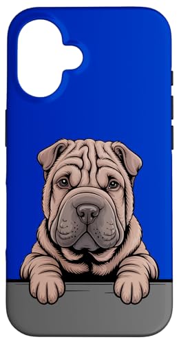 Shar Pei Funny Peeking Pocket Puppy Dog Lover Case for iPhone 16