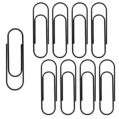 LUMoony Lot de 12 Grands Trombones en métal Noir Enduit de Grands Trombones Grand Trombones Assortis Idéal pour Le Bureau, l'école et Un Usage Personnel Durable résistant à la Rouille Cover