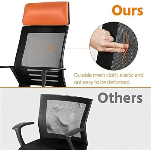 Office Chair Executive Office Chair w/Headrest Leather Seat Computer Desk Chair Orange Desk Chair Gaming Chair