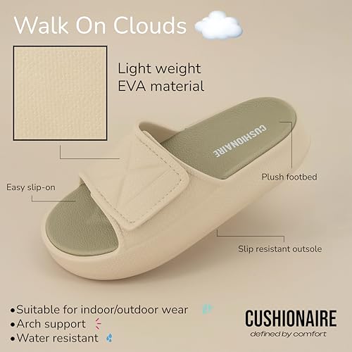 CUSHIONAIRE Women's Biggie recovery slide sandal with +Comfort and adjustable strap4
