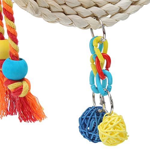 Brinquedo de mastigar palha e madeira papagaio de estimação, mini balanço de atividade de pássaros,