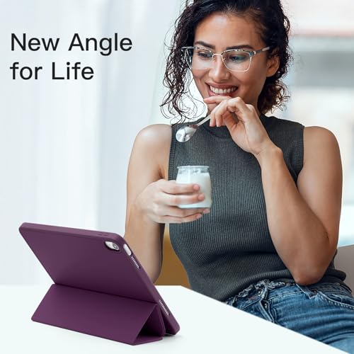 Image of Akkerds Compatible with iPad (A16) 11th Generation Case 11 Inch 2025, for iPad 10th Generation Case 10.9 Inch 2022 with Pencil Holder,Slim Trifold Stand Protective Cover with Soft TPU Back,BerryPurple