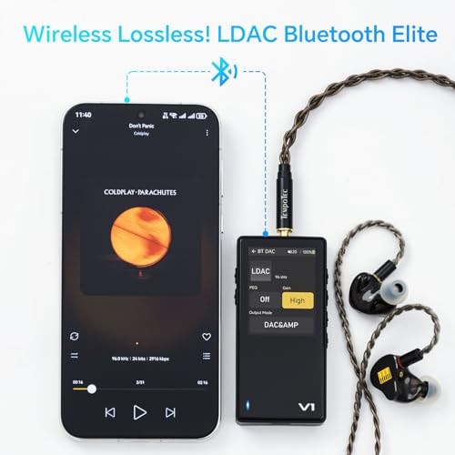 Image of TempoTec Variations V1 Portable HiFi Music Player,Digital Audio Player with Two Way Bluetooth 5.1. 4.4mm&3.5mm Headphone Ports +Black Back Clip