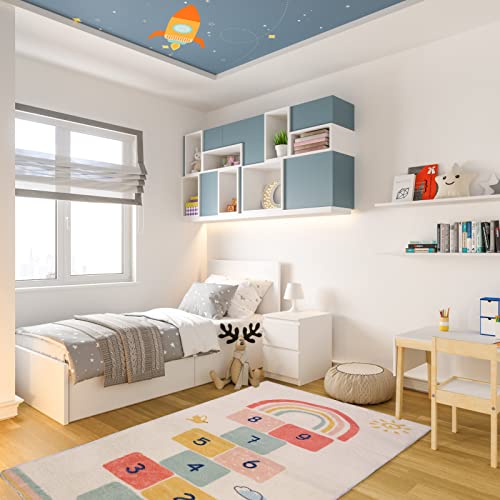 Poitemsic Creativity Hopscotch Game Area Rugs Kids Play Floor Carpet Mat For Girl Boys Bedroom,Playroom Nursery Decoration , 31" X 63" #TOP3