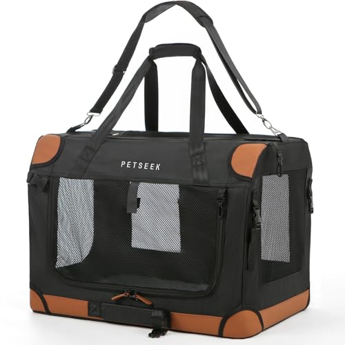 Image of Extra Large Cat Carrier Soft Sided, Portable Small Dog Carrier for 2 Cats, 24 inchx16.5 inchx16 inch Car Travel Folding Comfortable Design, Black