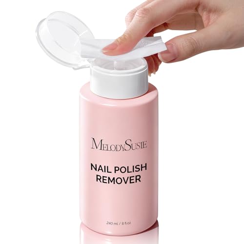 Image of MelodySusie Acetone Nail Polish Remover, 240ML Professional Soak off Gel Nail Polish Remover with Aloe Scent, Quickly & Powerful Remover with Pump for Acrylic Dip Powder