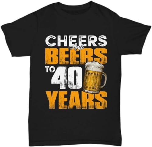 kouxi Cheers And Beers to 40 Years T Shirt 40Th Birthday Tee Beer Lover T-Shirt Funny(X-Large)