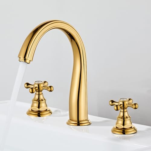 Robinet de salle de bain or mitigeur 3 trous pour rénover un lavabo rétro