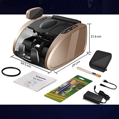 Money Counter Machine, Bill Counter With Uv/Mg/Ir Counterfeit Detection, Portable Cash Counting Machine With 9 Modes, 2Lcd Display, Hidden Handle 9.90 Inches #TOP6