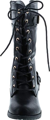 Forever Mango 27K Little Kids Combat Lace Up Boots,Black,1 #TOP7