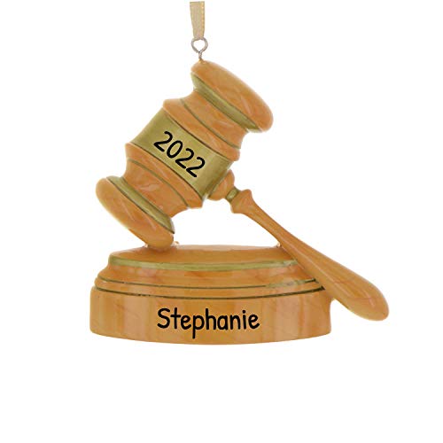 Personalized Judge Christmas Tree Ornament 2020 - Wood Gavel Lawyer Counselor Attorney Legal Brief Scale Justice Professional Law Gold of Books Gender Neutral Gift Year - Free Customization