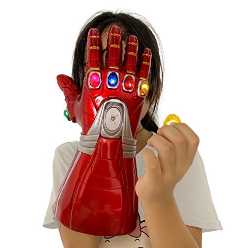 LIUQI Iron Man Infinity Gauntlet, Iron Man Glove LED com Removable Magnet Infinity Stones-3 Flash Modes Halloween Cosplay Glove