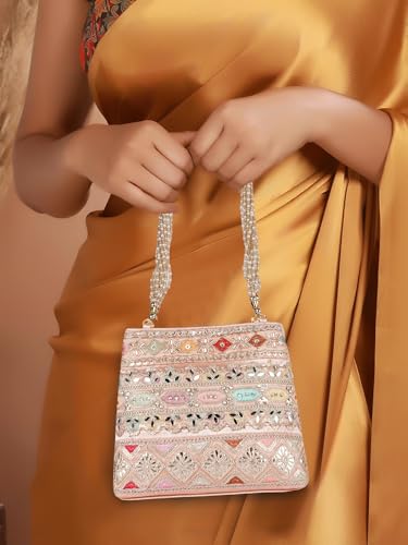 Image of PLANX Velvet SilK Stylish Embroidery Unique Design Traditional Ethnic Wedding Party Handheld Potli For Women | Potli Bag