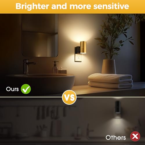 Image of L LOHAS LED Night Light,Dimmable Night Lights Plug into Wall, 2 Pack Automatic Nightlight with Light Sensor, 3000K Soft White 0-100LM Modern Nightlight for Kids Bedroom Hallway
