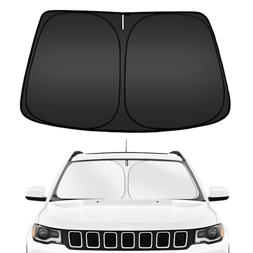 Image of ARISMOTOR Windshield Sun Shade for Jeep Compass 2017-2025 | Custom Fit, Foldable, Front Window Sunshade Sun Visor Protector, Block UV Rays, Keep Car Cooler