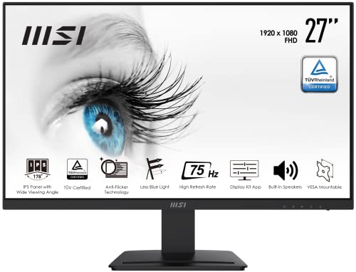 PRO MP273 Monitor Flat 27", Display 16:9 Full HD (1920x1080), 75Hz, 5ms, IPS antiriflesso, collegamenti 1x HDMI e 1x DP, VESA 75x57mm standard